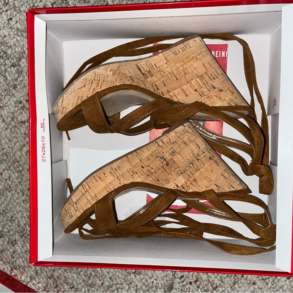 Tan Strappy Women's Wedges - Picture 4 of 7